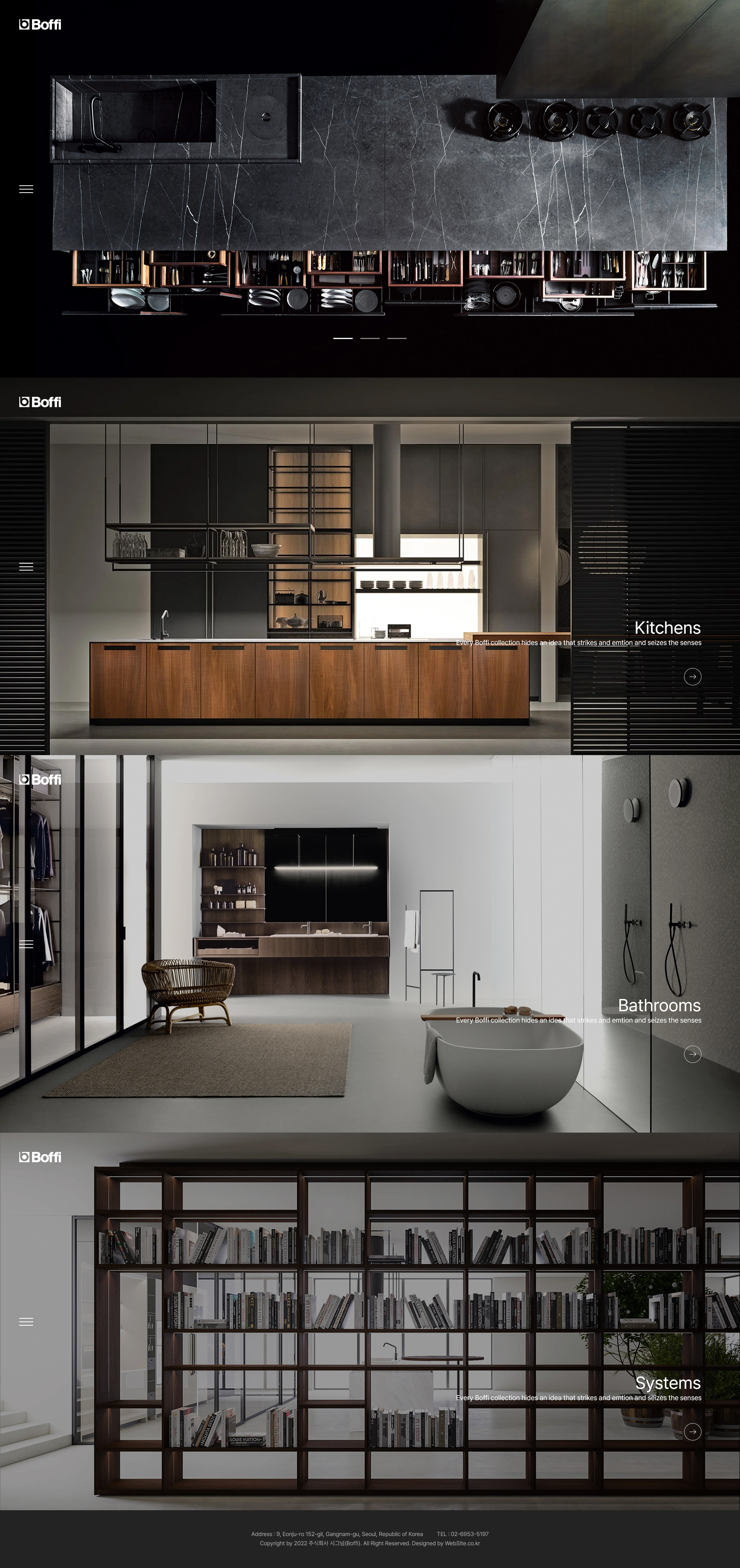 Boffi 홈페이지 PC 화면